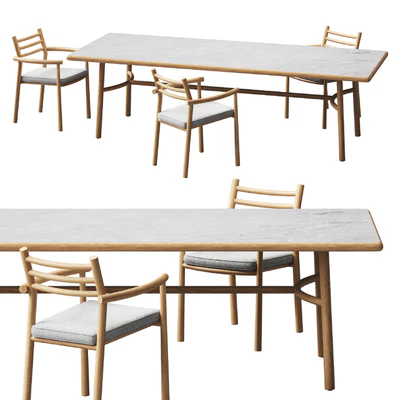 Table with chairs UKIYO by TRIBU — Ver 4
