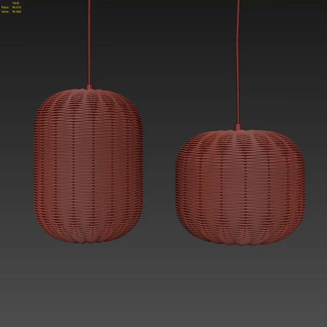 Rattan and Metal Ceiling Lamp — Скачать