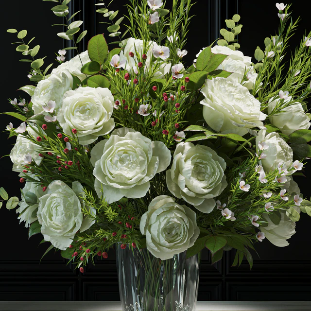 Flower Set 042 white rose wax flower — Скачать