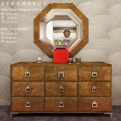 BERNHARDT Soho Luxe Dresser / Soho Luxe Octagonal Mirror — Ver 1