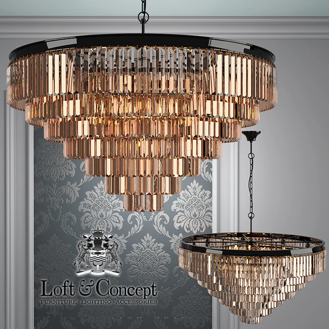 Люстра RH 1920s Odeon Smoke Glass Fringe Chandelier - 7 rings — Скачать