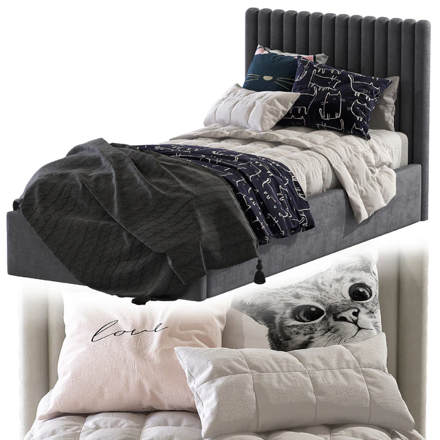 Bed with soft headboard 3 — Descargar