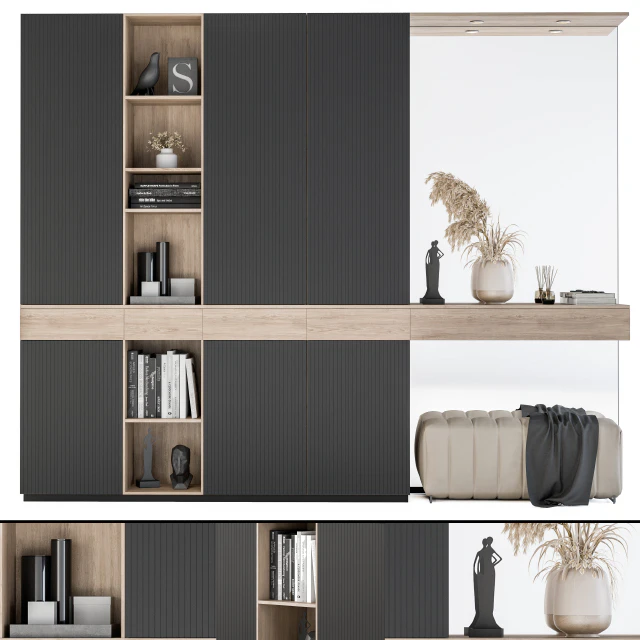Hallway 08 - Black and Wood Set — Скачать