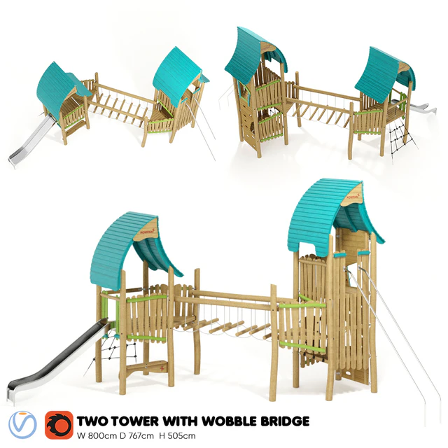 Kompan. Two Tower with Wobble Bridge — Descargar