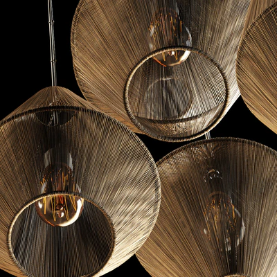 Lamp wood rattan wicker Cone n4 / Светильник плетеный из ротанга конус №4 — Вид 6