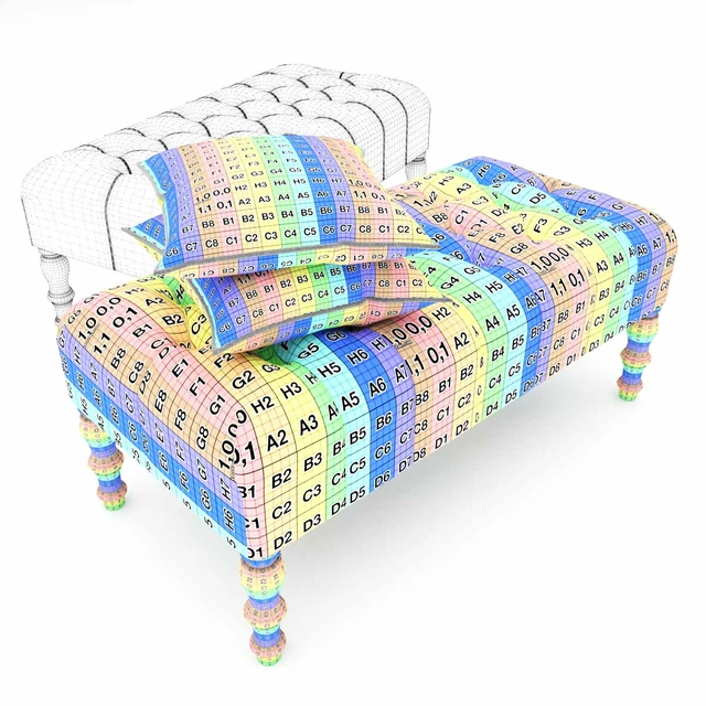 Footstool Upholstered with buttons — Descargar