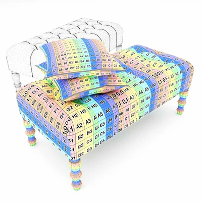 Footstool Upholstered with buttons — Ver 3
