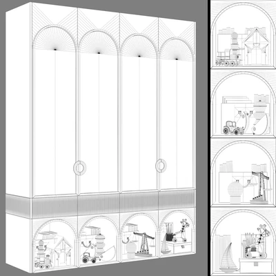 Children's modular wardrobe in neoclassical style 10 — Ver 4