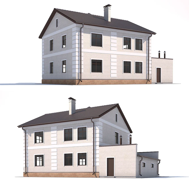 Two-storey country cottage with a garage. — Descargar