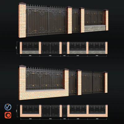 Fence with gates and wicket — Ver 3