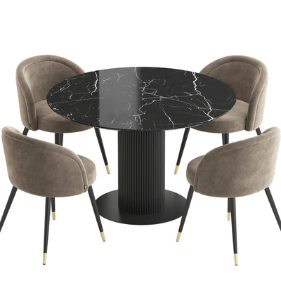 Velvet table Chloe chair TOK Dining set — Ver 3