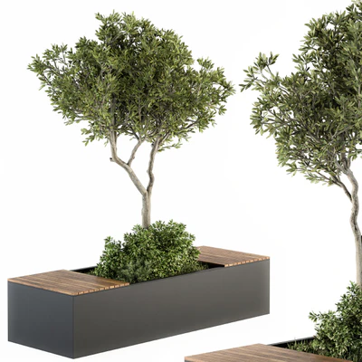 Urban Furniture / Architecture Bench with Plants- Set 23 — Ver 1