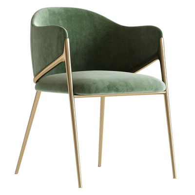 Metal Solid Back Arm Dining Chair Glam Chair for Dining Room — Ver 1