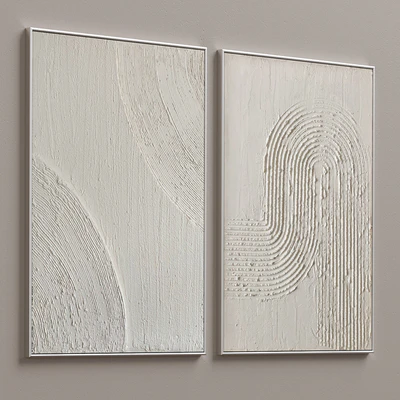 Mid-Century Beige Textural Plaster Wall Art C-454 — Ver 6