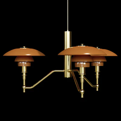Люстра Louis Poulsen PH3/2 Academy Ceiling Lamp Gold Amber Glass — Вид 1