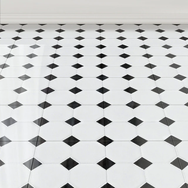 FestivalWhite and Black Dot Octagonal II Porcelain Mosaic — Descargar