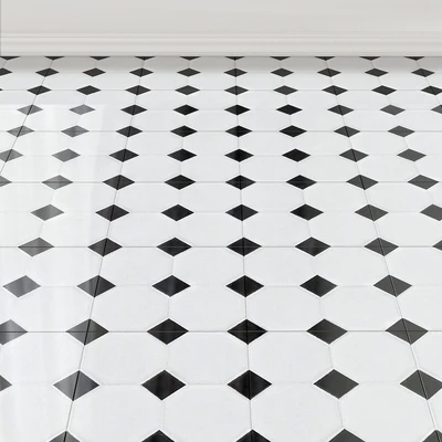 FestivalWhite and Black Dot Octagonal II Porcelain Mosaic — Descargar