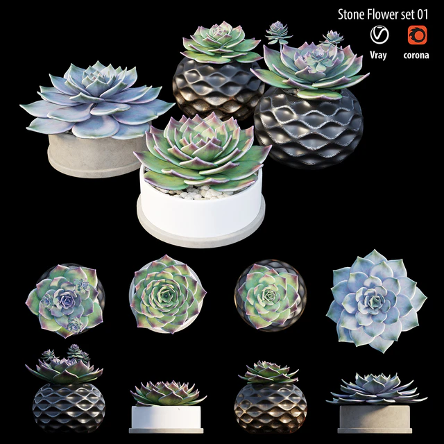 Stone flower set 01 — Скачать