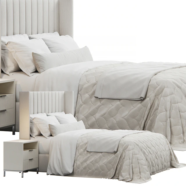 Qween Wingback Striped Headboard Bed — Descargar