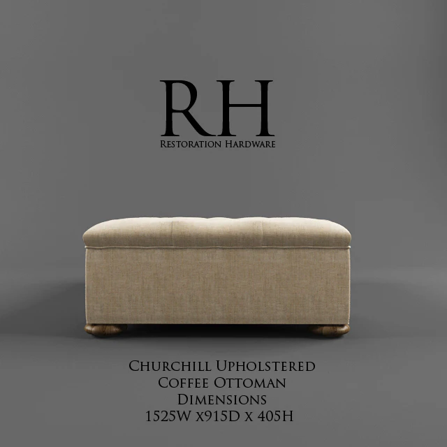 Restoration Hardware /Churchill Upholstered Coffee Ottoman — Скачать