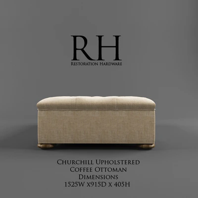 Restoration Hardware /Churchill Upholstered Coffee Ottoman — Вид 3