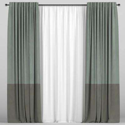 Curtains with tulle in two colors — Ver 1