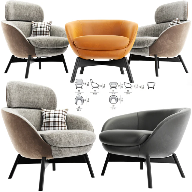 Minotti Russell Arm Chair Set — Скачать