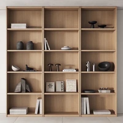 203 bookcase and rack 06 minimal wood with decor 01 — Ver 3