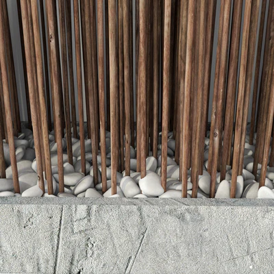 Screen long wood thin dry branch pebble n2 / Ширма длинная из тонких сухих веток №2 — Вид 4
