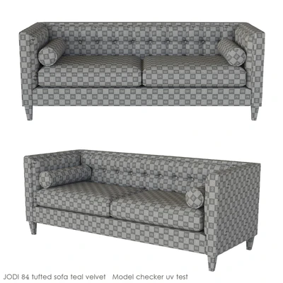 Jodi 84 Tufted Sofa Teal Velvet — Ver 3