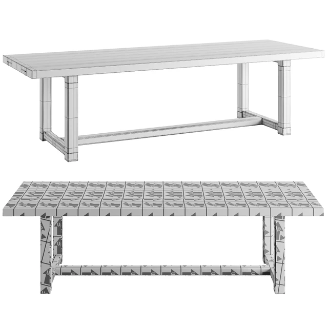 RH Cayden Campaign Dinning Table — Скачать