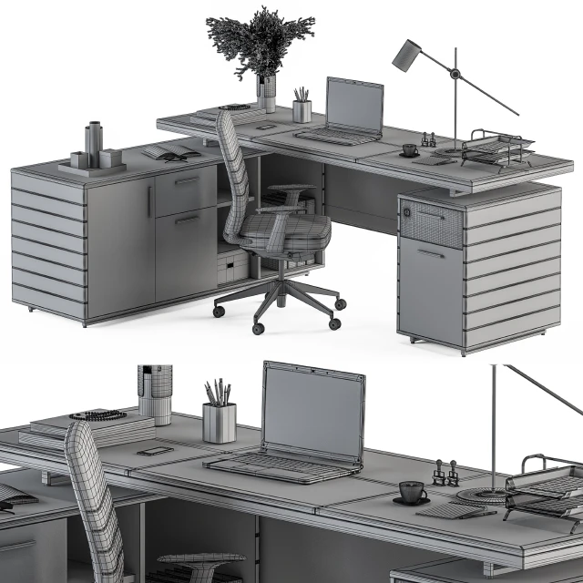 Boss Desk Cream and Black - Office Furniture 255 — Descargar