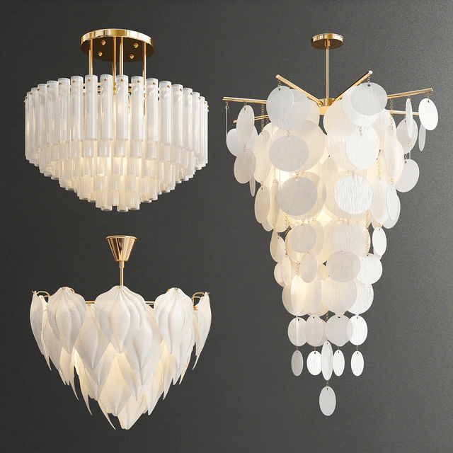 Decorative White Glass Chandelier - 3 type — Descargar