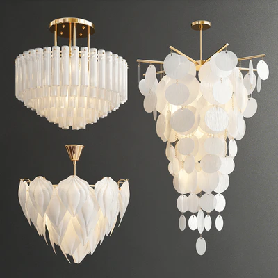 Decorative White Glass Chandelier - 3 type — Descargar