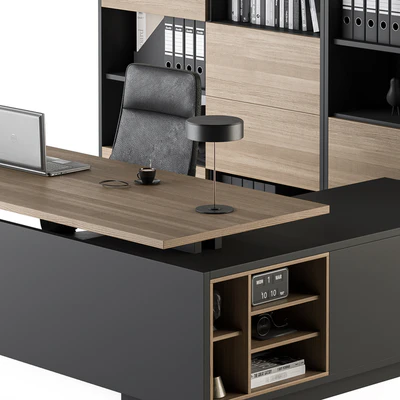Manager Desk and Library Wood and Black - Office Furniture 273 — Вид 5
