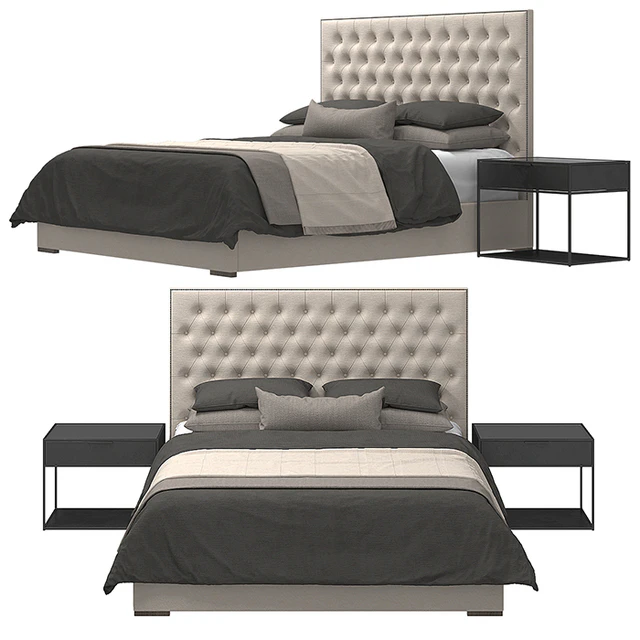 RH - Adler Panel Diamond-Tufted Fabric Bed with Nailheads — Descargar