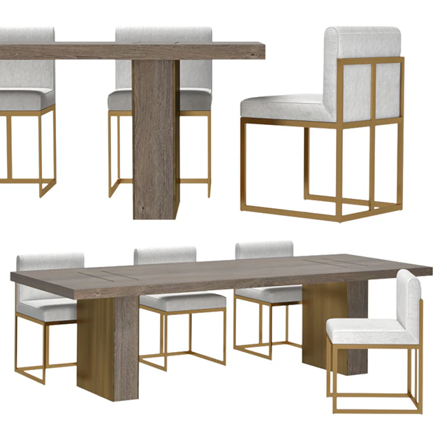 RH - Waxler Side Chair & Gage Rectangular Dining Table — Descargar