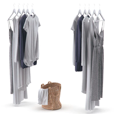Clothes on hangers and linen basket — Ver 1