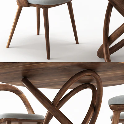 NORHOR Bergen round table and Walnut chair — Ver 2