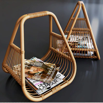 journals set and wicker stand made of natural rattan — Ver 3