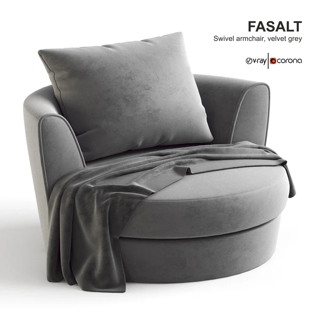 Ikea FASALT Swivel armchair, velvet gray. — Descargar