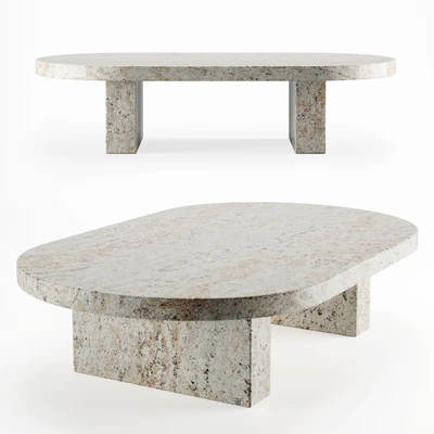Vintage travertine oval coffee table — Вид 1