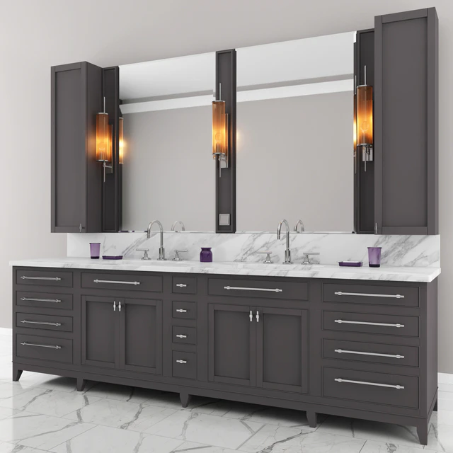 Carrara Marble Double Bathroom Furniture — Скачать