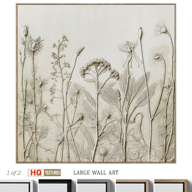 Textural Plaster Wildflowers Boho Wall Art C-507 — Descargar