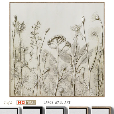 Textural Plaster Wildflowers Boho Wall Art C-507 — Ver 1