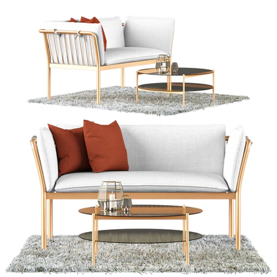 Metal Sofa and Coffee Table — Ver 1