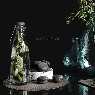 Table settings with olive branch — Ver 3