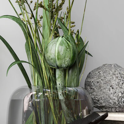 Decorative set 014 with Ceramic and bouquet — Ver 4
