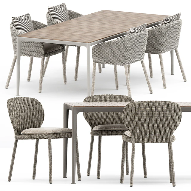 Strada armchair and side chair by Janus et Cie and Mirto Outdoor table by bebitalia — Descargar