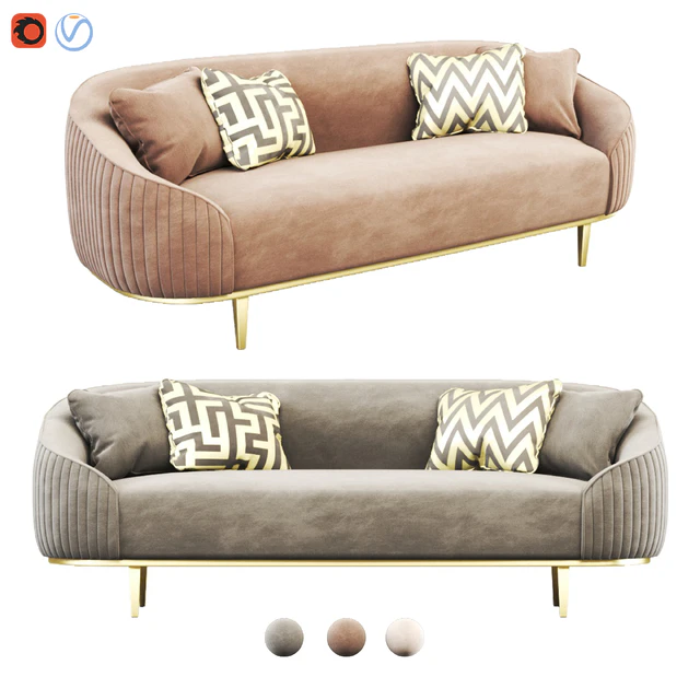 Ella Three Seat Sofa - Chalk - Brass Base — Скачать